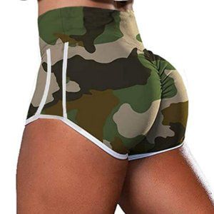 Sexy scrunch-butt workout bootie shorts in camo